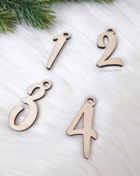 Adventszahlen aus Holz (1-4) laser geschnitten