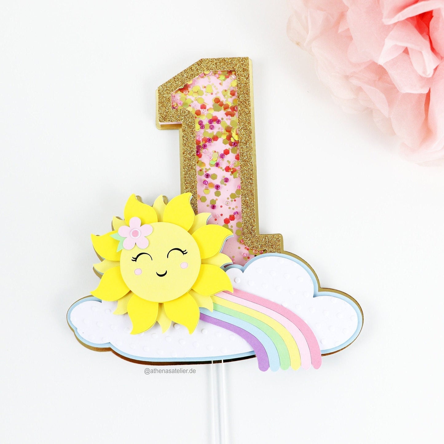 Regenbogen Cake Topper mit Glitzer