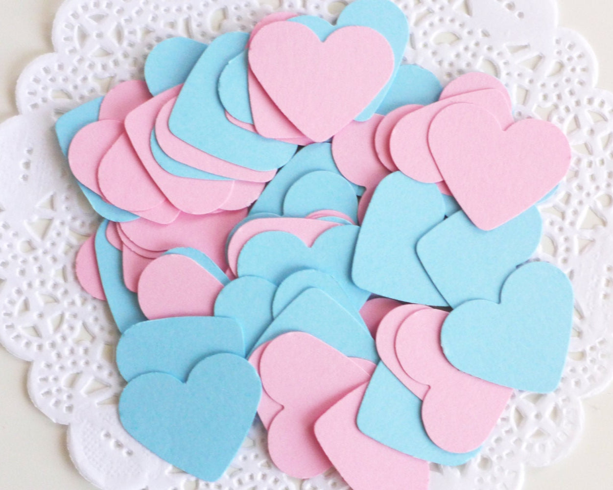 Rosa und Hellblau Herz Konfetti | Baby Shower Streudeko | Tischdeko