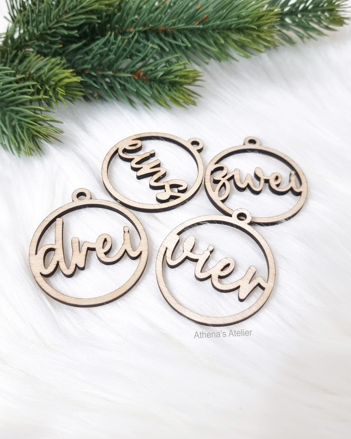 Adventszahlen aus Holz (1-4) laser geschnitten