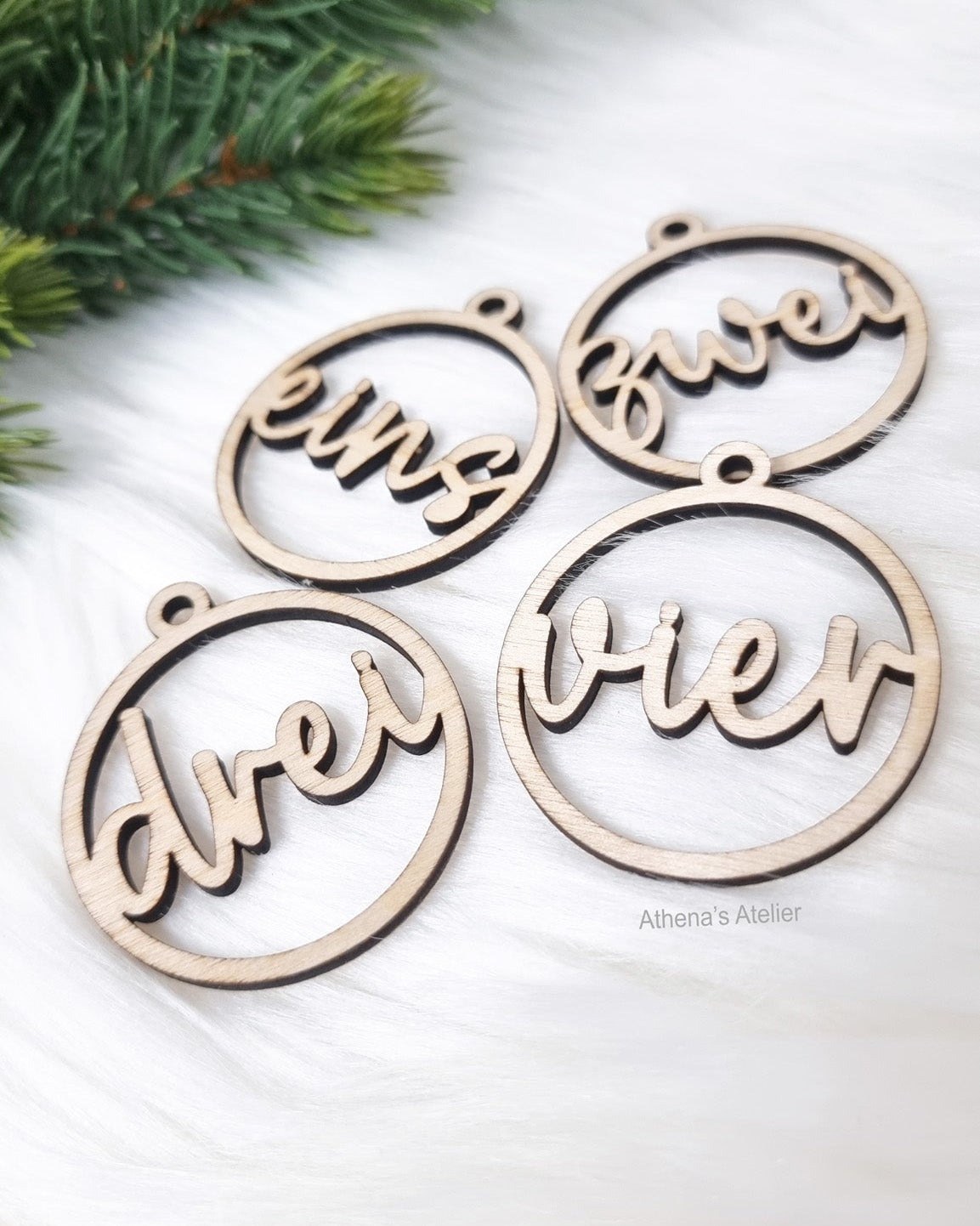 Adventszahlen aus Holz (1-4) laser geschnitten