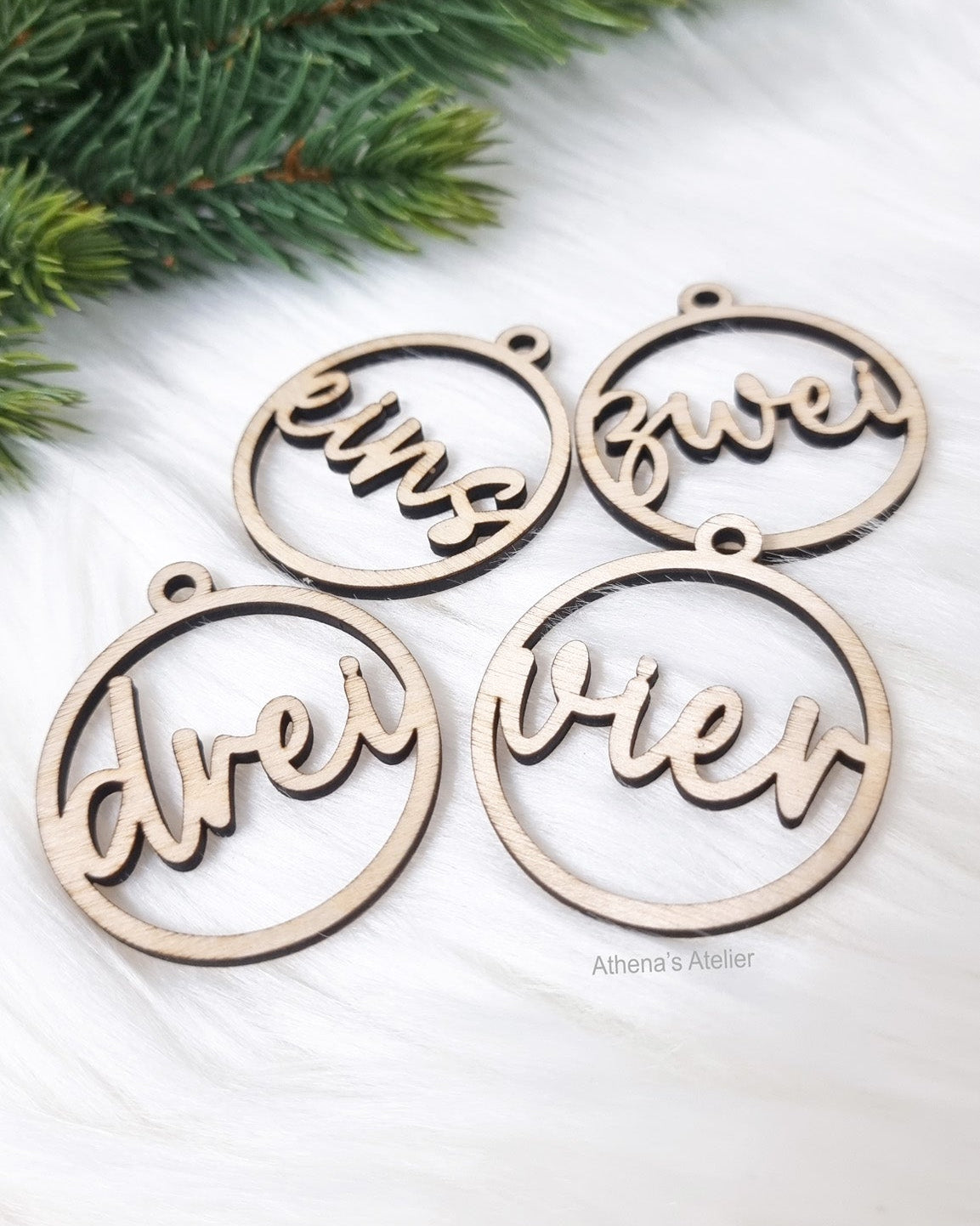 Adventszahlen aus Holz (1-4) laser geschnitten