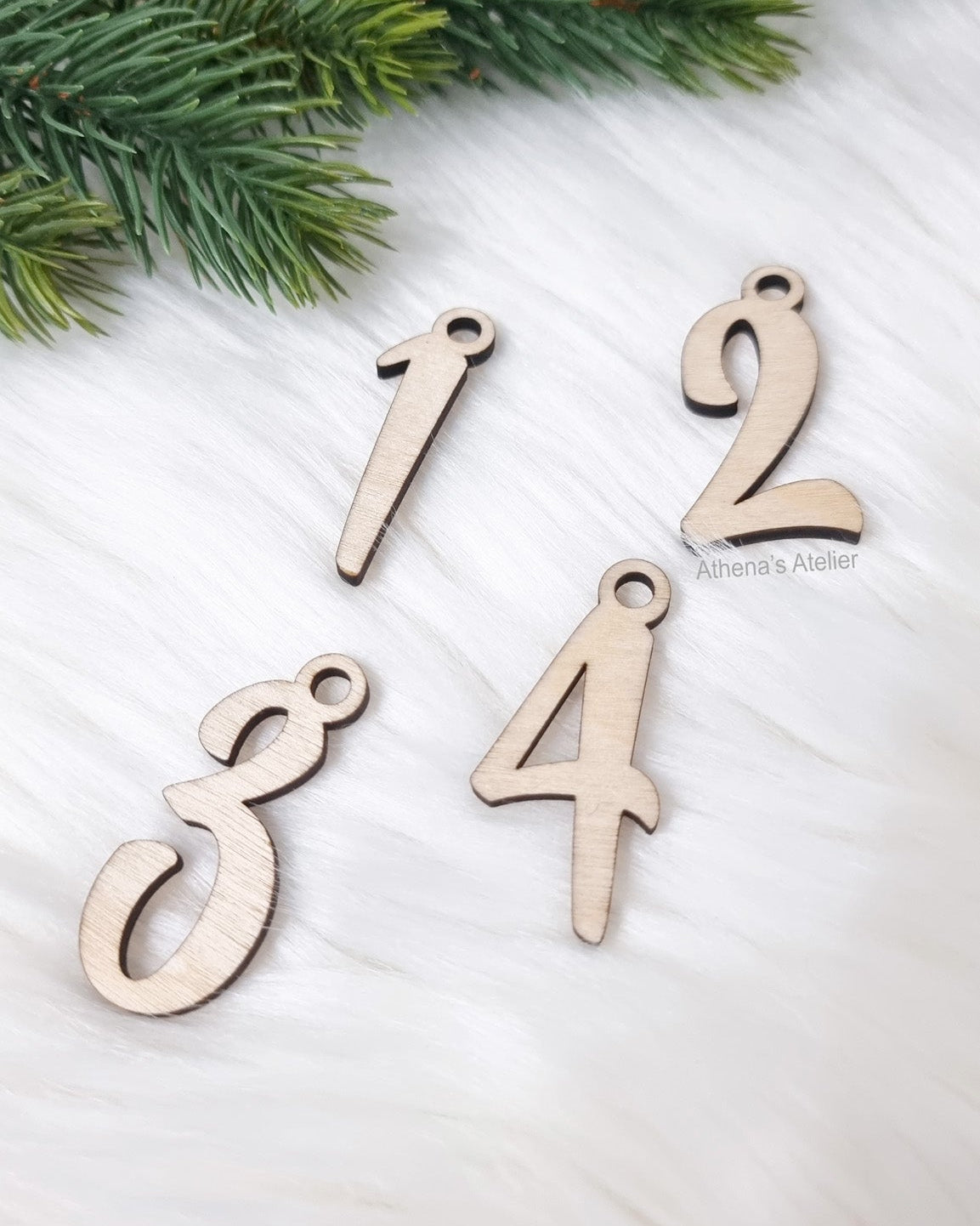 Adventszahlen aus Holz (1-4) laser geschnitten