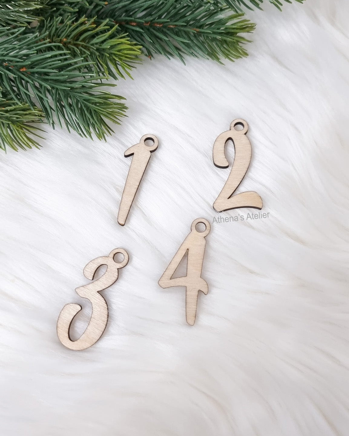 Adventszahlen aus Holz (1-4) laser geschnitten