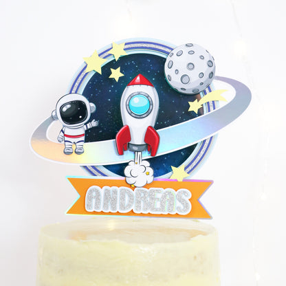 Astronaut & Weltraum Cake Topper