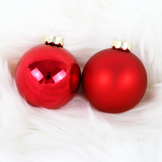 Rote Weihnachtsbaumkugeln aus Glas (glänzend und matte)