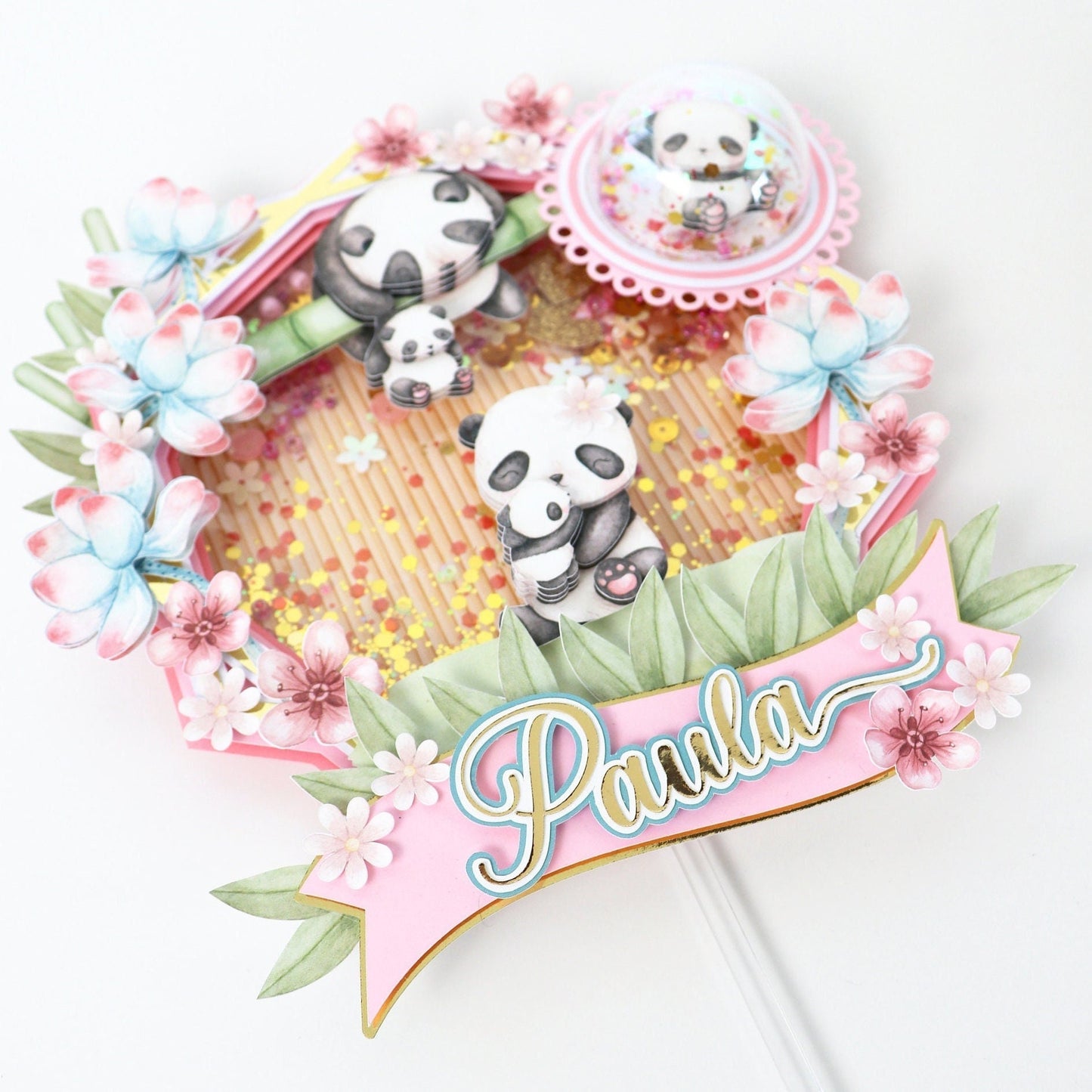 Baby Panda Cake Topper mit Glitzer & Licht