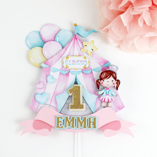 Rosa Zirkus Cake Topper